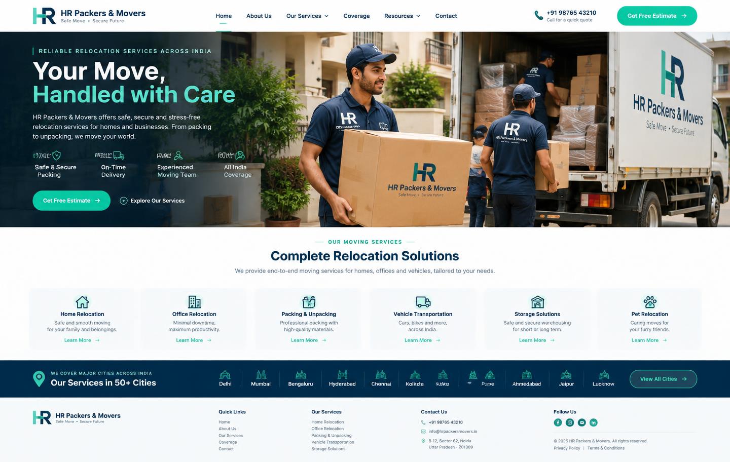 HR Packers & Movers website preview
