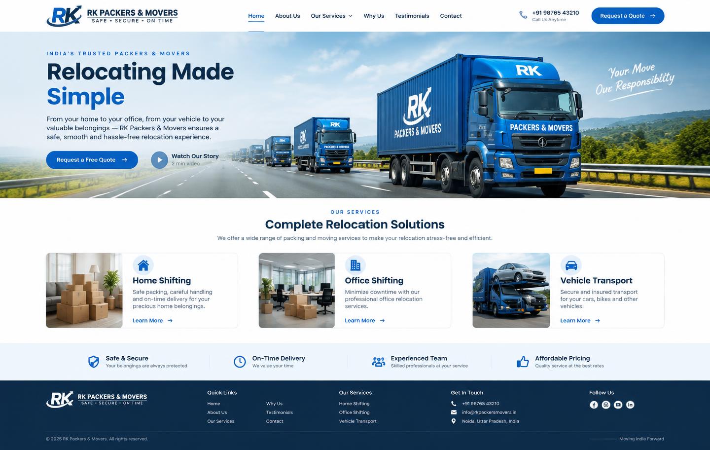 RK Packers & Movers website preview